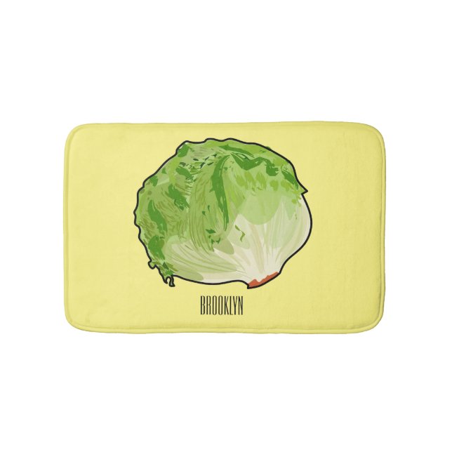 Lettuce cartoon illustration  bath mat (Front)