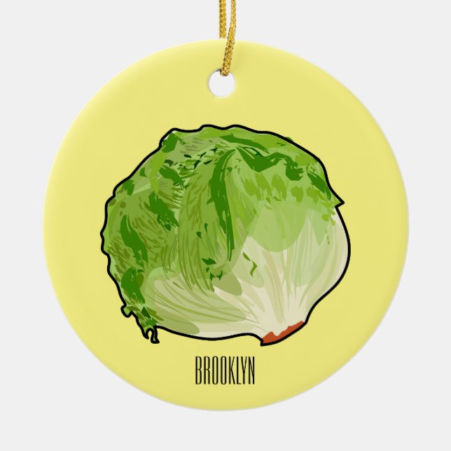 Lettuce cartoon illustration  ceramic tree decoration (Front)