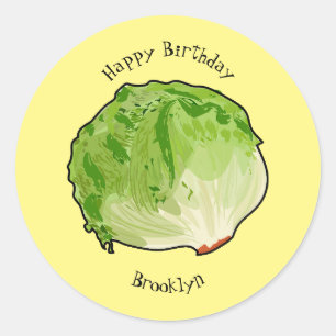 Lettuce cartoon illustration classic round sticker