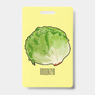 Lettuce cartoon illustration ID badge
