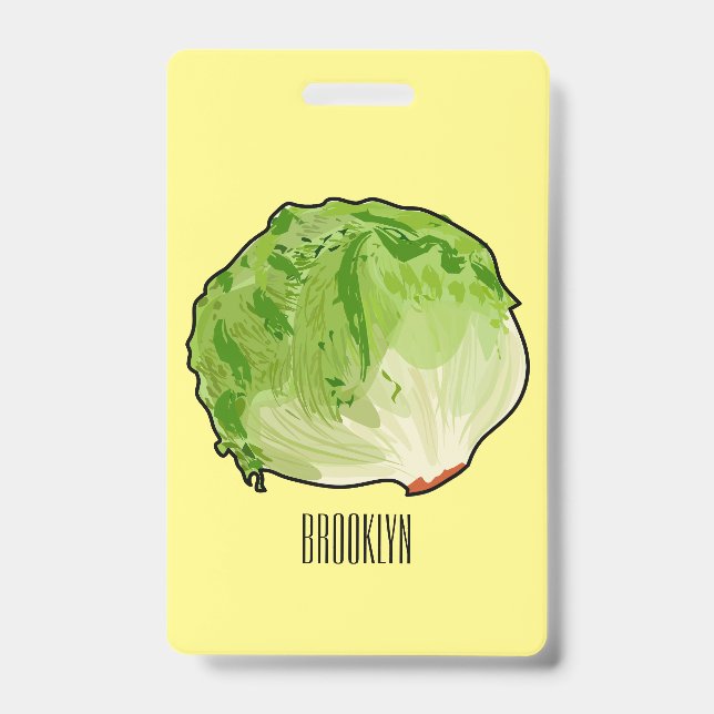 Lettuce cartoon illustration  ID badge (Front)