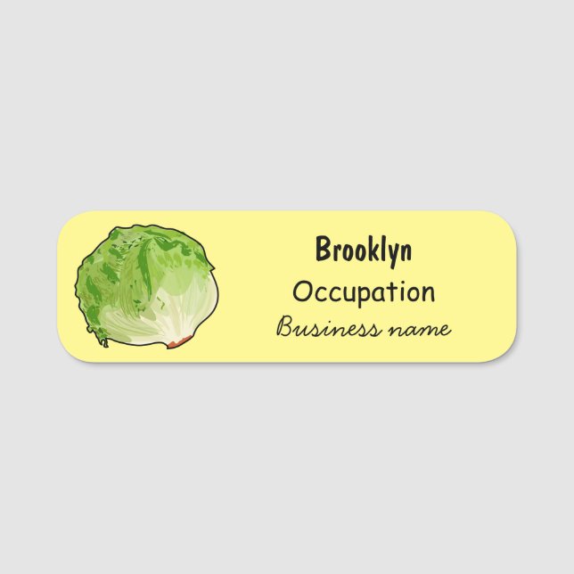 Lettuce cartoon illustration name tag (Front)