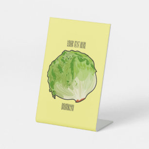 Lettuce cartoon illustration pedestal sign