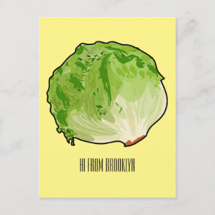 Lettuce cartoon illustration  postcard
