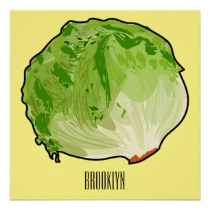 Lettuce cartoon illustration  poster
