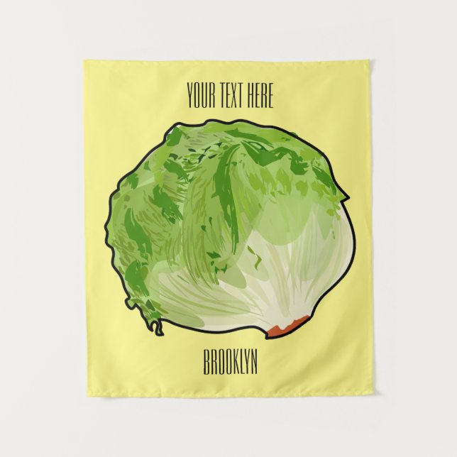 Lettuce cartoon illustration  tapestry (Front)