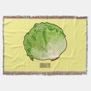 Lettuce cartoon illustration throw blanket