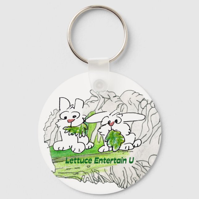 Lettuce Entertain U Cartoon Rabbits Key Ring (Front)
