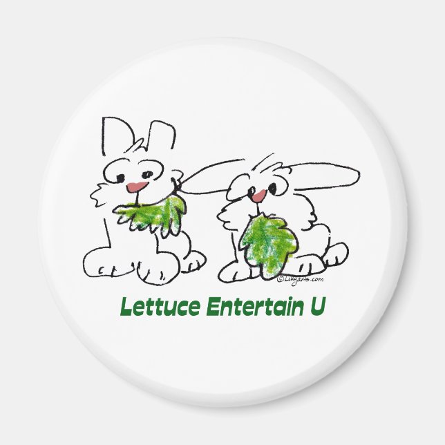 Lettuce Entertain U Cartoon Rabbits Magnet (Front)