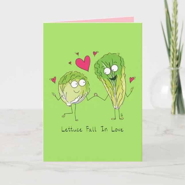 Lettuce Fall In Love - Valentine's Greeting Card (Front)
