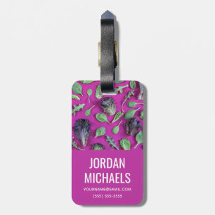 Lettuce Greens on Purple   Add Your Name Luggage Tag