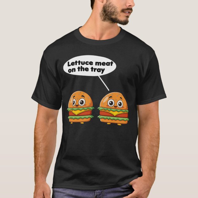 lettuce meat on the tray funny food  T-Shirt (Front)