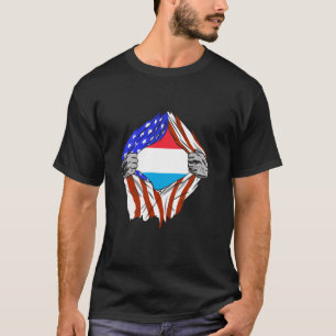 Letzebuerg USA America Luxembourg Flag Chest Luxem T-Shirt