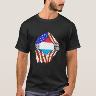 Letzebuerg USA America Luxembourg Flag Chest Luxem T-Shirt