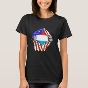 Letzebuerg USA America Luxembourg Flag Chest Luxem T-Shirt