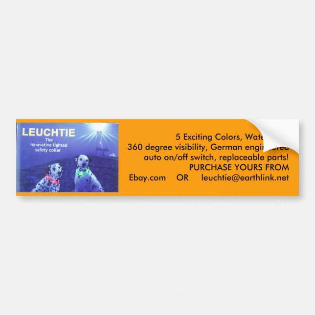 LEUCHTIE Lighted Safety Dog Collar Bumper Sticker (Front)