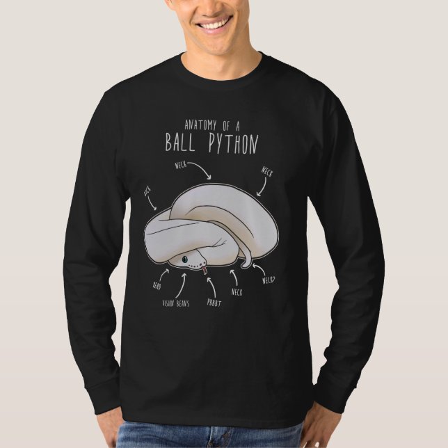 Leucistic Ball Python Anatomy White Snake Funny Cu T-Shirt (Front)