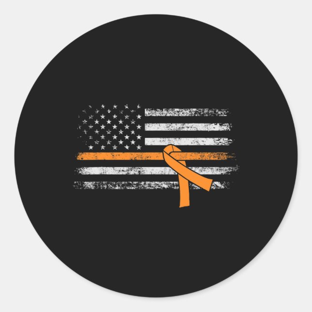 Leukaemia Awareness American Flag  Classic Round Sticker (Front)