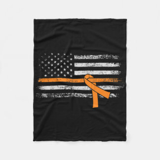 Leukaemia Awareness American Flag  Fleece Blanket