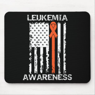 Leukaemia Awareness American Flag Orange Ribbon Mouse Mat