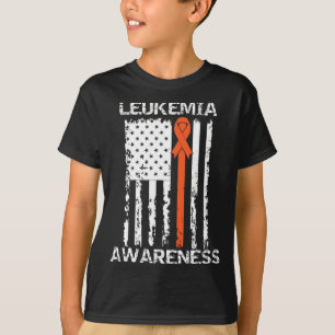 Leukaemia Awareness American Flag Orange Ribbon T-Shirt