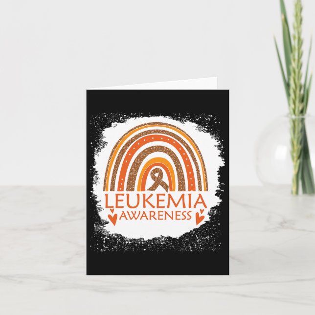 Leukaemia Awareness Bleached Rainbow Orange Ribbon Card (Front)