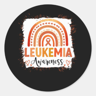 Leukaemia Awareness Bleached Rainbow Orange Ribbon Classic Round Sticker