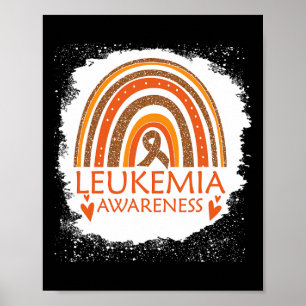 Leukaemia Awareness Bleached Rainbow Orange Ribbon Poster