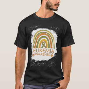 Leukaemia Awareness Bleached Rainbow Orange Ribbon T-Shirt
