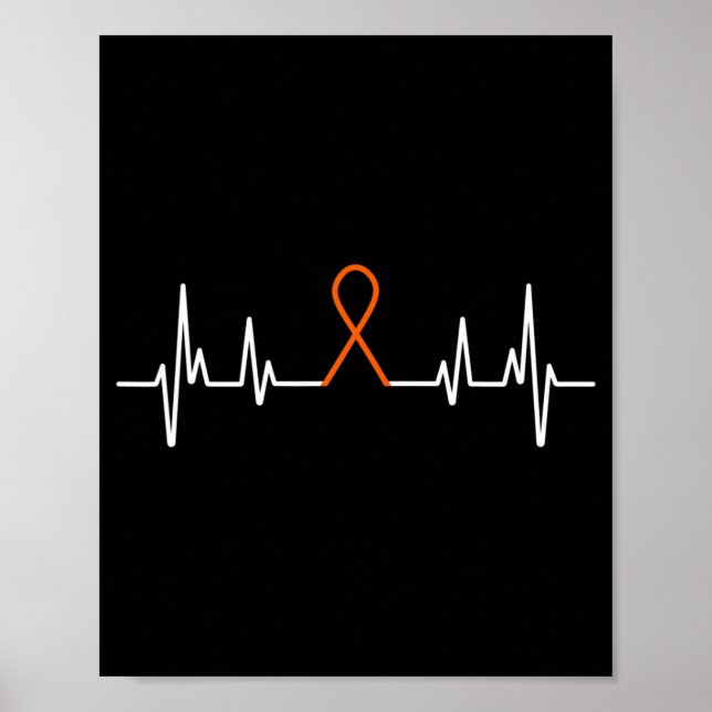 Leukaemia Awareness Blood Cancer Orange Ribbon Hea Poster (Front)
