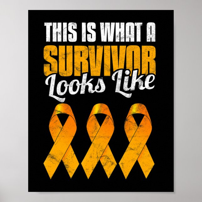 Leukaemia Awareness Cancer Survivor Orange Ribbon  Poster (Front)