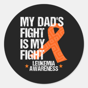 Leukaemia Awareness Dad Fight Orange Ribbon Gift Classic Round Sticker