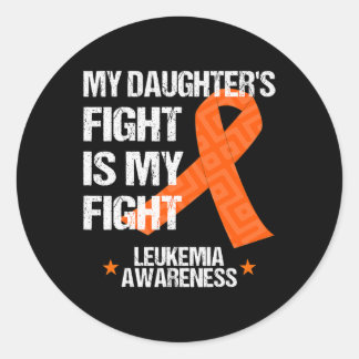 Leukaemia Awareness  Daughter Fight Orange Ribbon  Classic Round Sticker