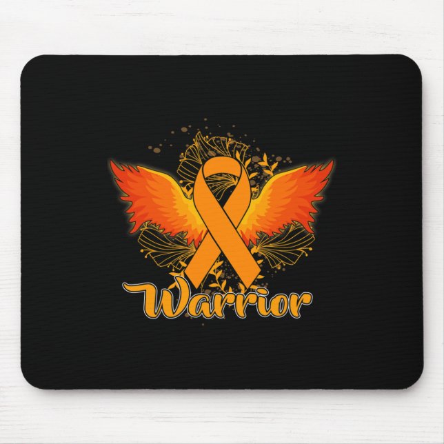 Leukaemia Awareness  Fun Warrior Orange Ribbon Gif Mouse Mat (Front)