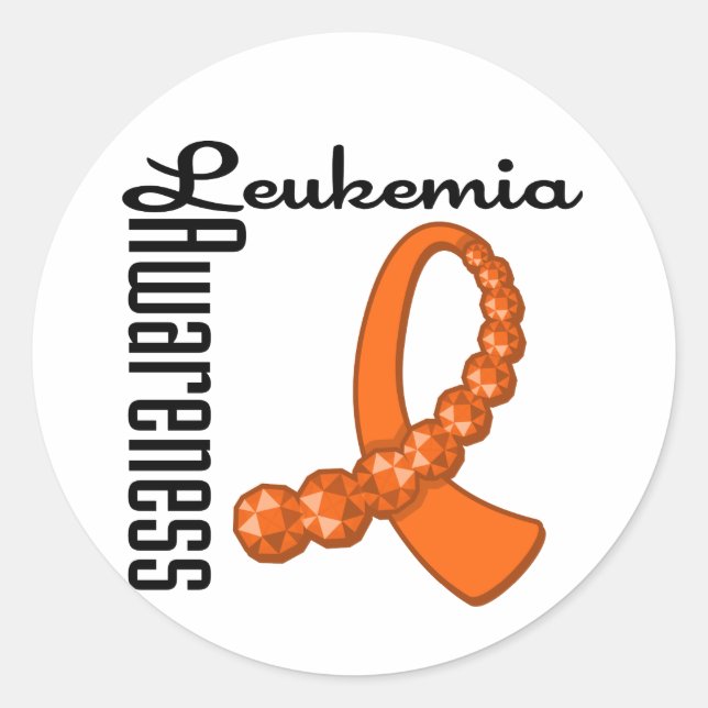 Leukaemia Awareness Gemstone Ribbon Classic Round Sticker (Front)