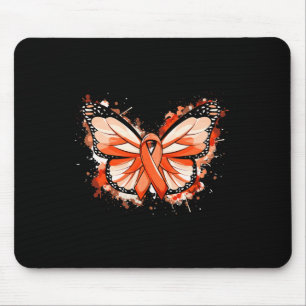 Leukaemia Awareness Gifts Orange Ribbon Butterfly Mouse Mat