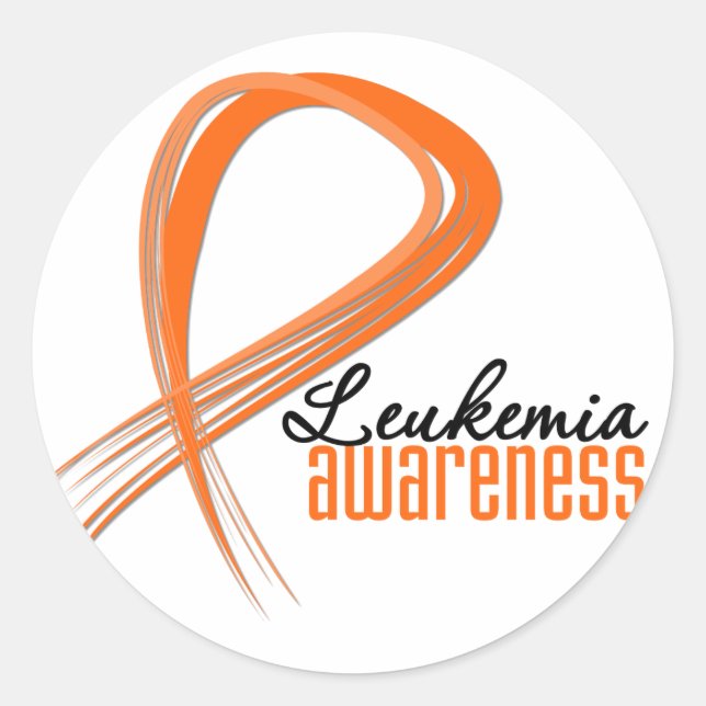 Leukaemia Awareness Grunge Ribbon Classic Round Sticker (Front)
