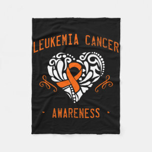 Leukaemia Awareness Heart Ribbon Hope Fleece Blanket
