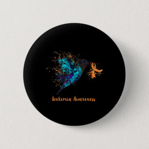 Leukaemia Awareness Hummingbird Orange Ribbon Wate 6 Cm Round Badge