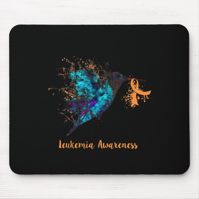 Leukaemia Awareness Hummingbird Orange Ribbon Wate Mouse Mat (Front)