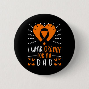 Leukaemia Awareness I Wear Orange For My Dad Heart 6 Cm Round Badge