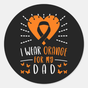 Leukaemia Awareness I Wear Orange For My Dad Heart Classic Round Sticker
