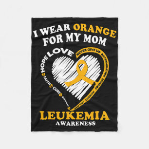 Leukaemia Awareness - I Wear Orange For My Mum Fleece Blanket