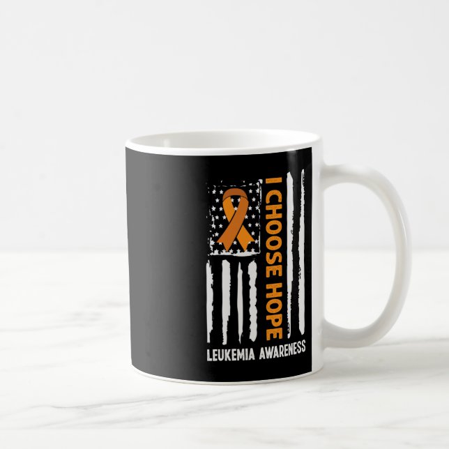Leukaemia Awareness Leukaemia Cancer USA Flag Oran Coffee Mug (Right)