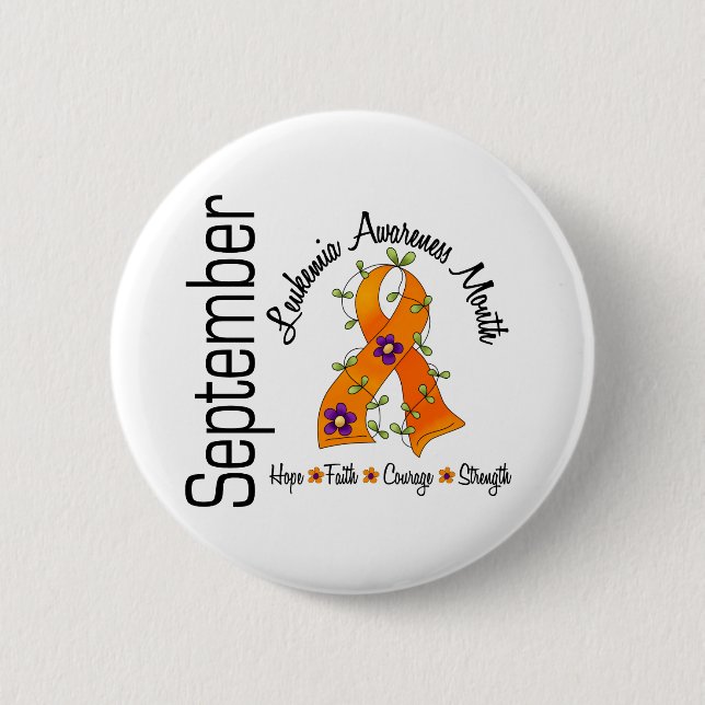 Leukaemia Awareness Month Flower Ribbon 1 6 Cm Round Badge (Front)