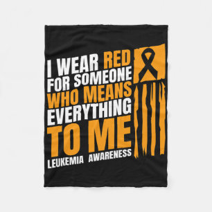 Leukaemia Awareness Month I Wear Red Blood Cancer Fleece Blanket