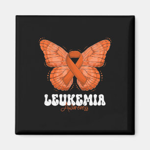 Leukaemia Awareness Month Orange Ribbon Butterfly Magnet