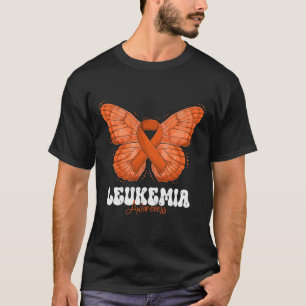 Leukaemia Awareness Month Orange Ribbon Butterfly T-Shirt
