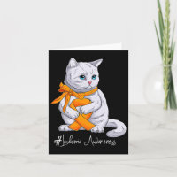 Leukaemia Awareness Month Orange Ribbon Cat 