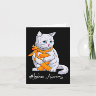 Leukaemia Awareness Month Orange Ribbon Cat  Card